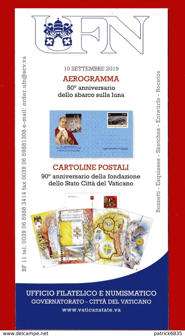 Vaticano - 2019 - AEROGRAMMA - CARTOLINE POSTALI. 10 Settembre 2019 . - Briefe U. Dokumente