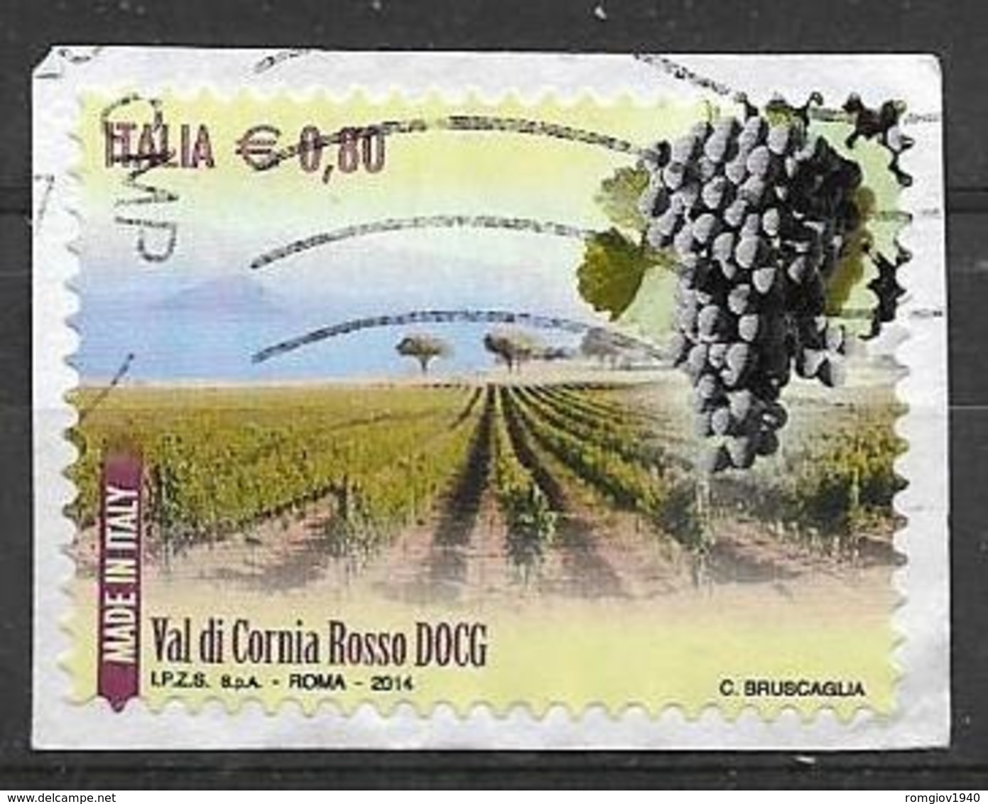 ITALIA  2013 IL MADE IN ITALY VINI DOCG SASS. 3421 USATO VF SU FRAMMENTO - 2011-20: Usati