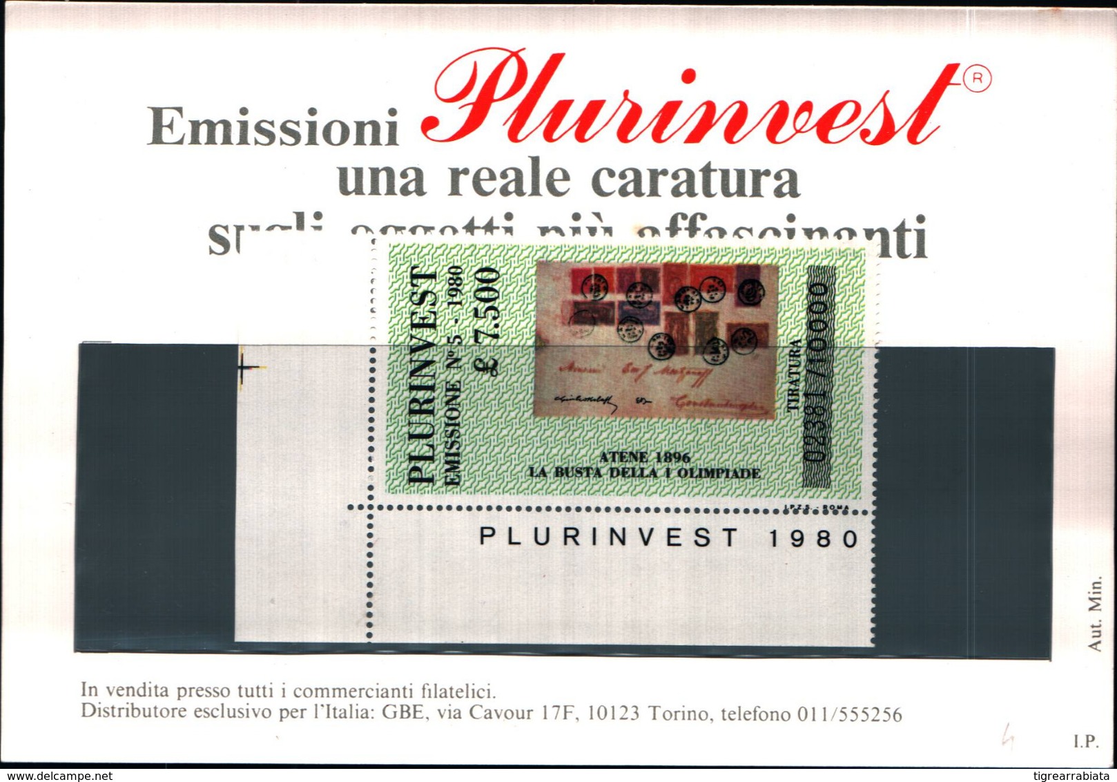 13509)  Emissione-plurinvest-della Bolaffi Valore Affrancatura 7,500lire - Other & Unclassified