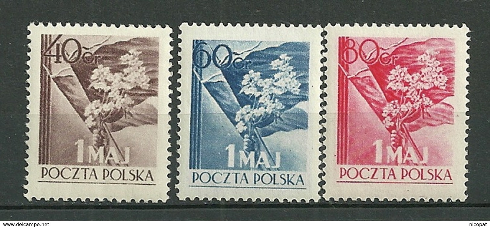 POLAND MNH ** 744-746 Commémoration Du Premier Mai Fleur Fleurs - Neufs