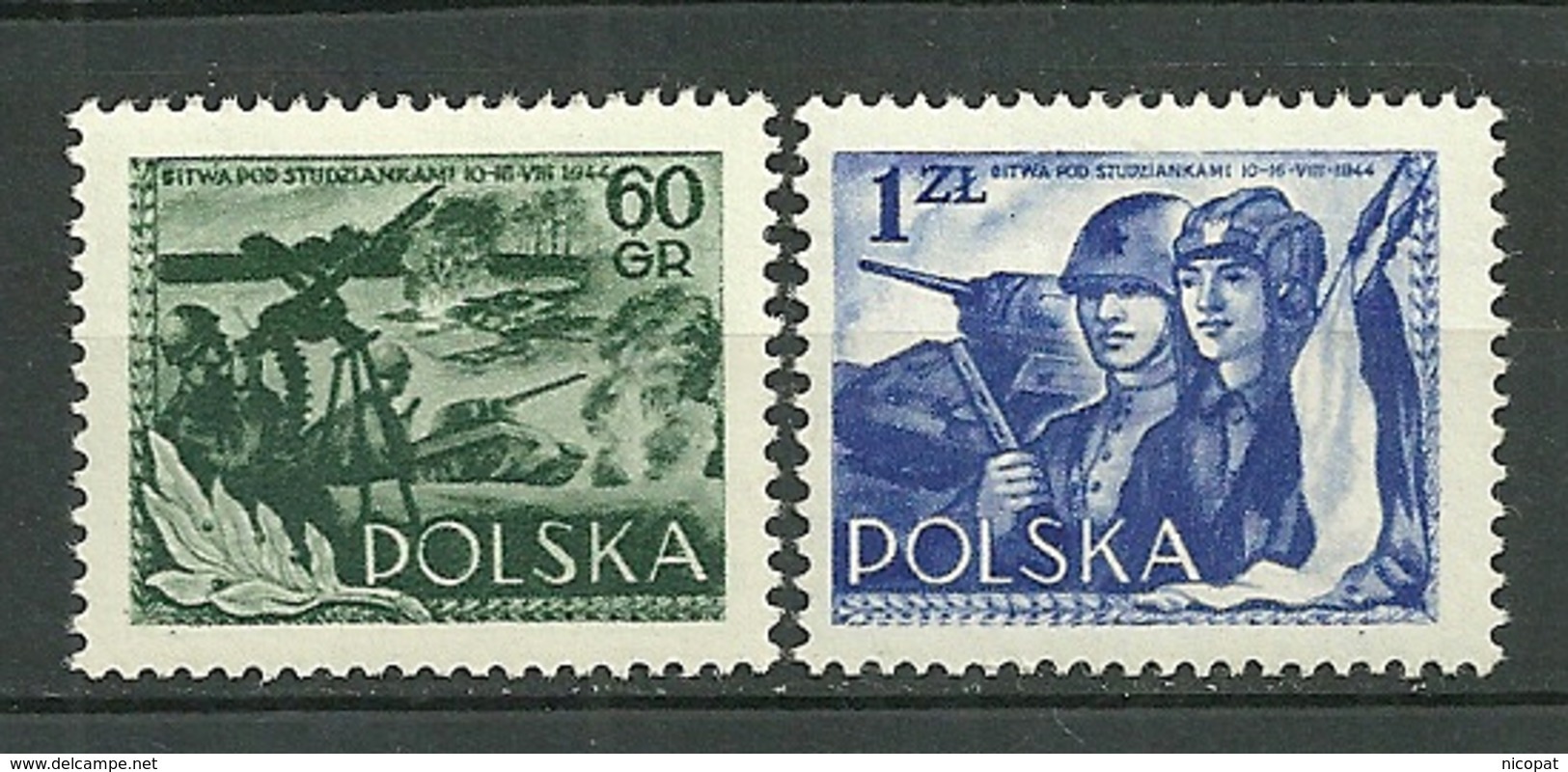 POLAND MNH ** 761-762 ANNIVERSAIRE DE LA BATAILLE DE STUDZIANSKI. COMBATTANTS. CHAR. SOLDATS Armée Guerre - Neufs