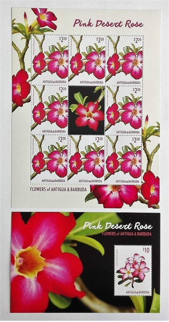 # Antigua&Barbuda 2015**Mi.5246-47  Pink Desert Rose , MNH [16;50] - Rosen