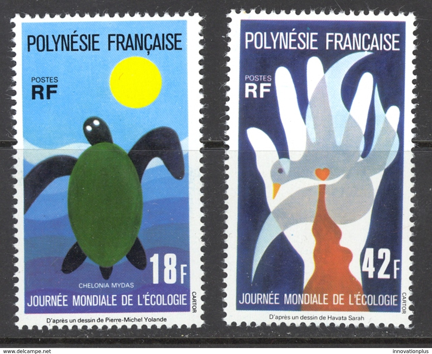 French Polynesia Sc# 289-290 MNH 1976 18fr-42fr Multi Turtle - Unused Stamps