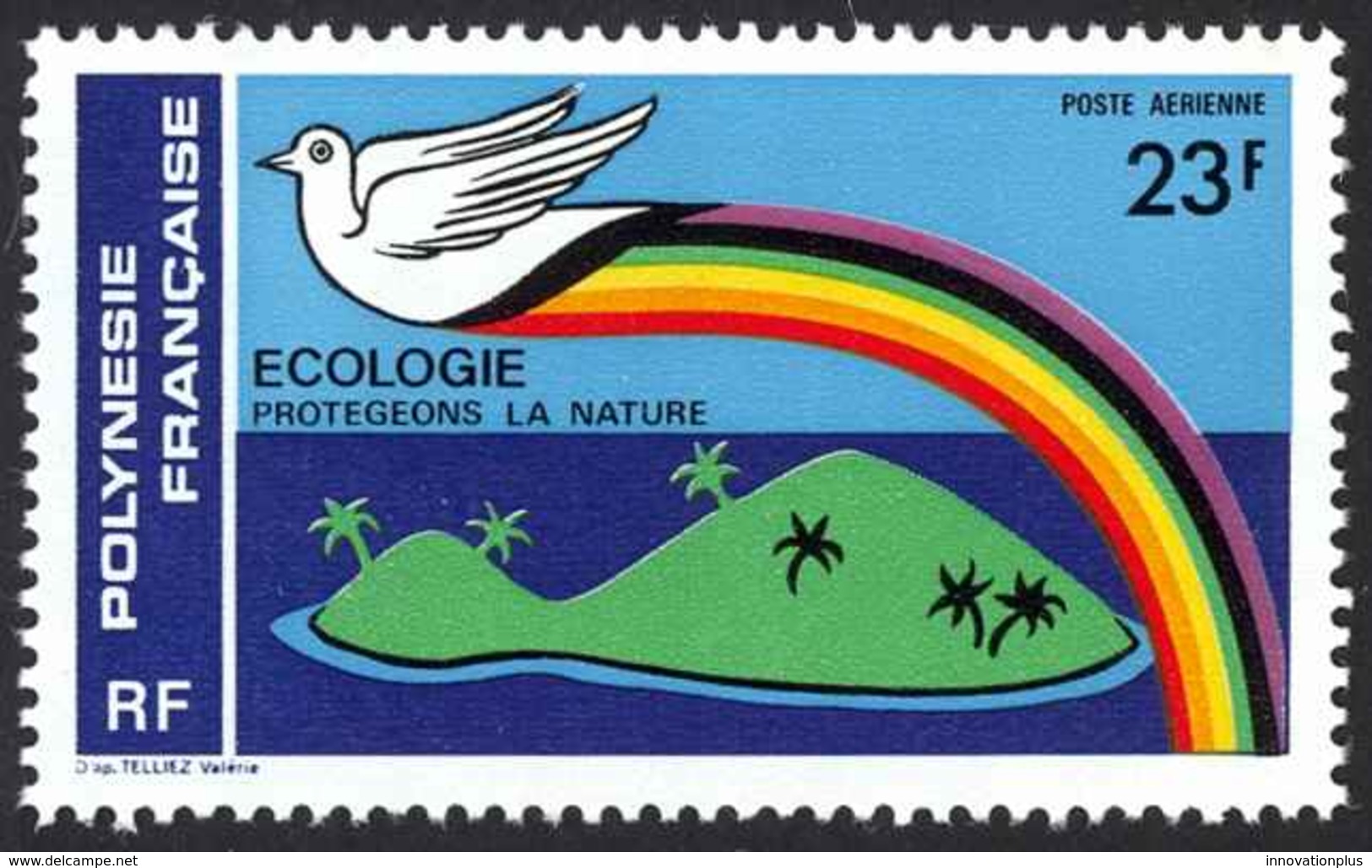 French Polynesia Sc# C165 MNH 1978 23fr Bird And Rainbow Over Island - Nuevos