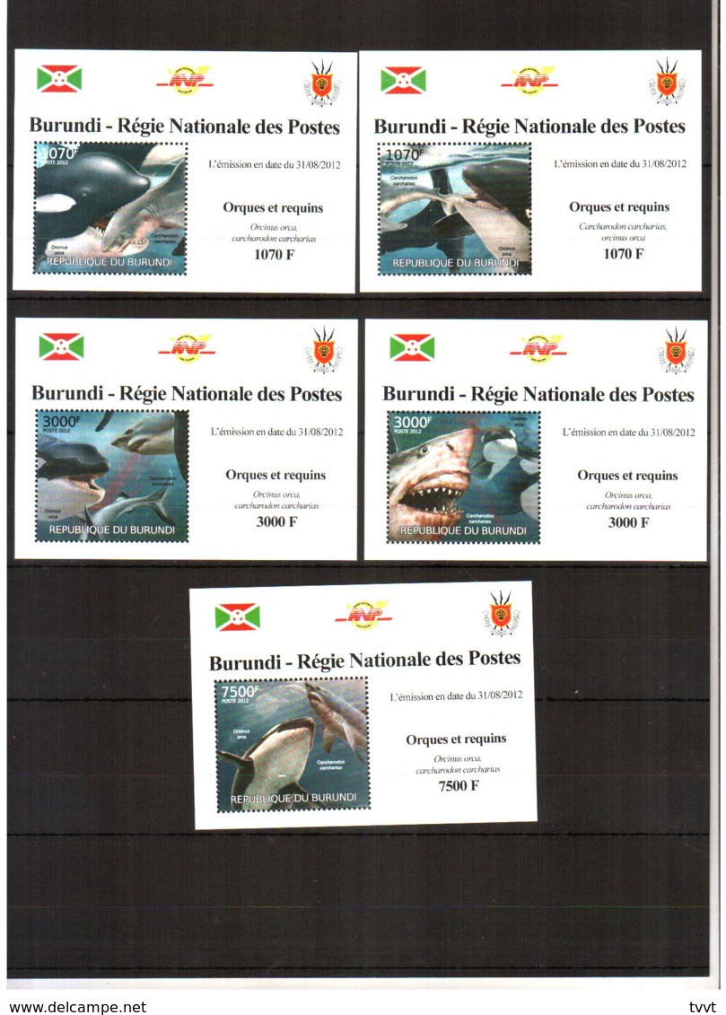 Burundi, 2012. [bc12103] Marine Fauna, Sharks (lux-blocks, Per+imperf) - Vita Acquatica
