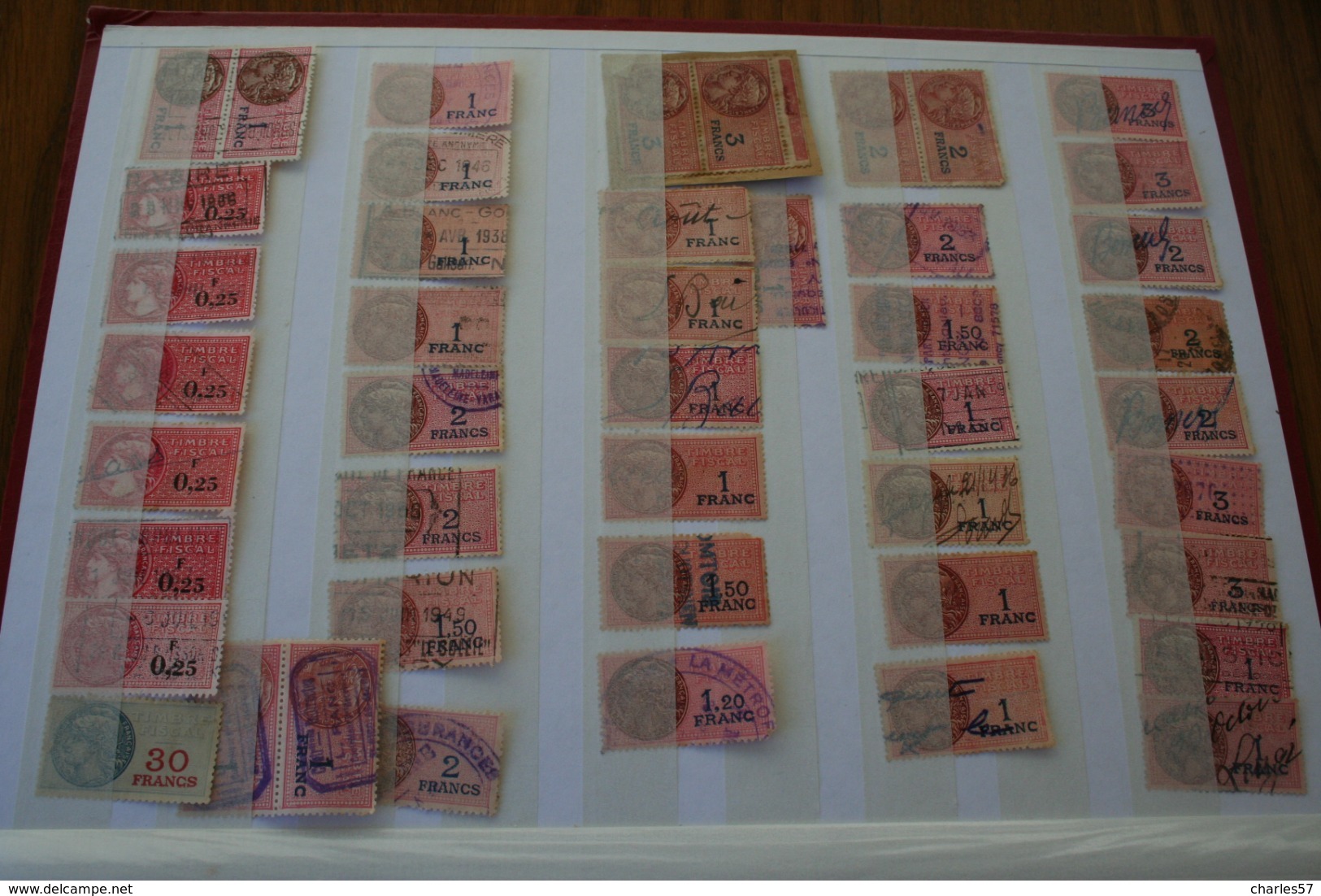 Très joli ensemble et très varié , 7 pages de timbres fiscaux