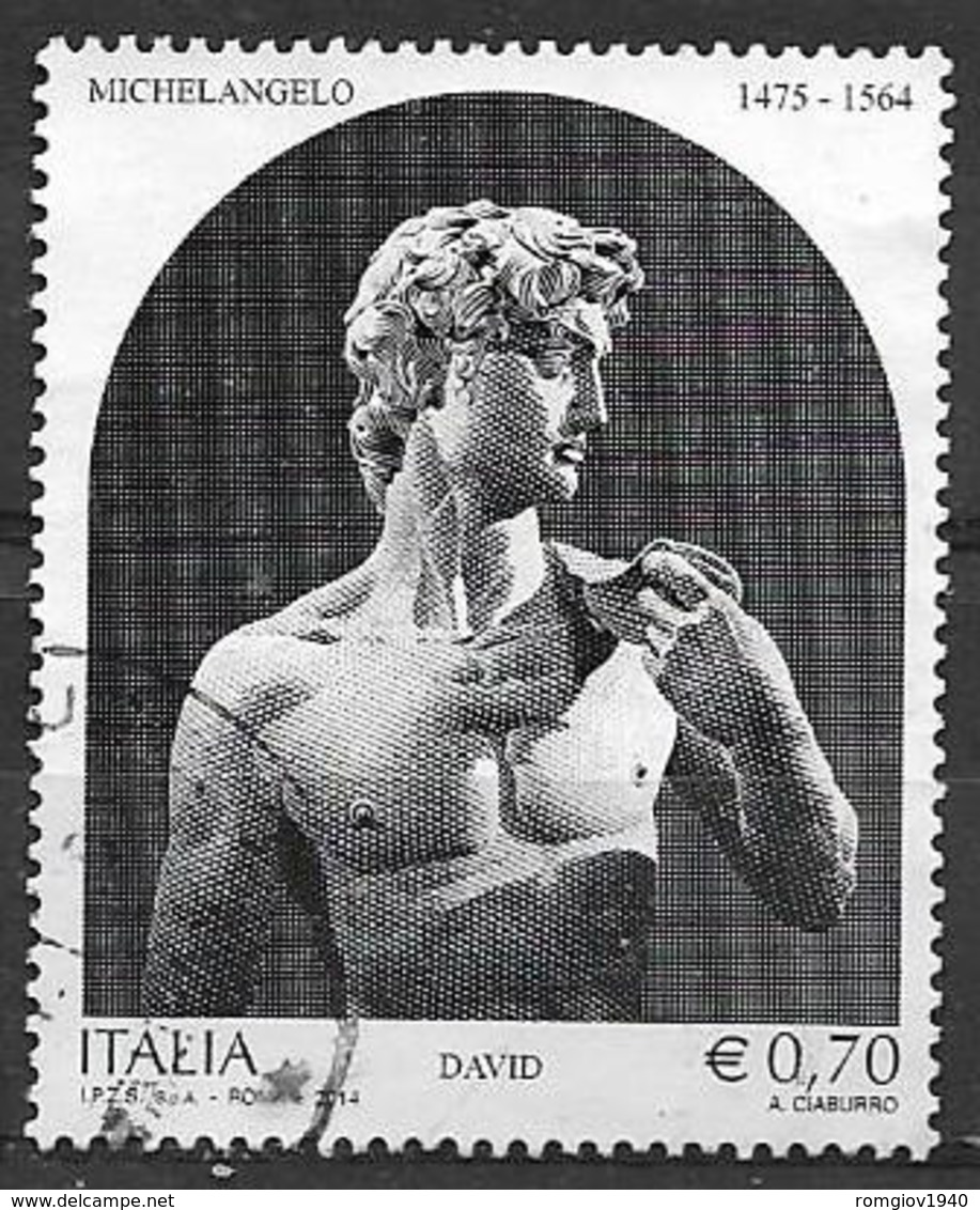 ITALIA  2014 MICHELANGELO SASS. 3467 USATO VF - 2011-20: Usati