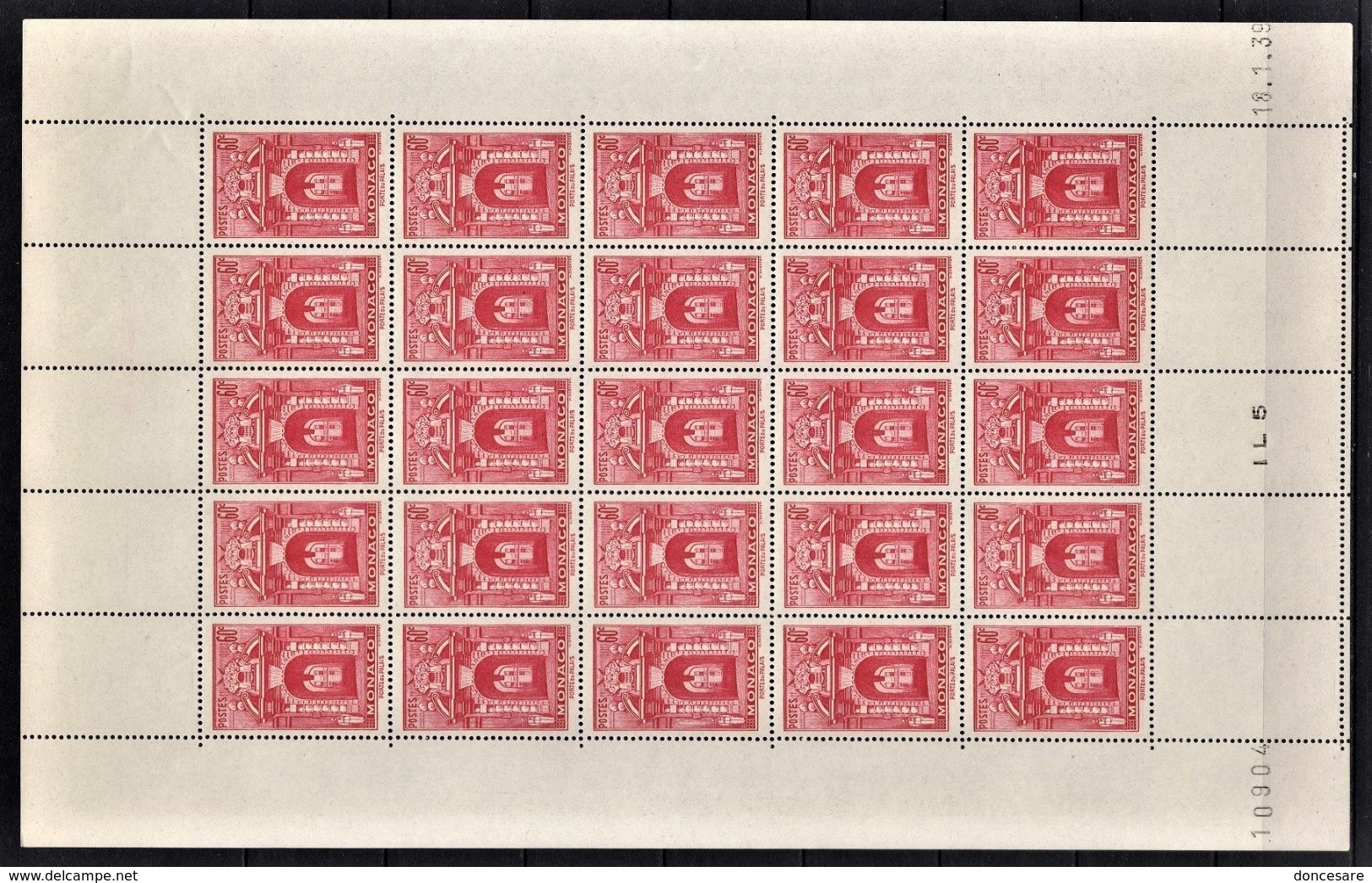 MONACO 1938 / 1941 / FEUILLE DE 25 TP / Y.T. N° 175 - NEUFS ** - Nuovi