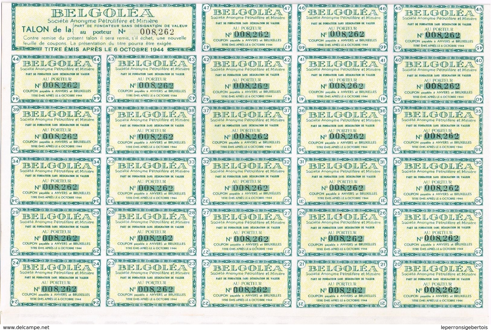 Titre Ancien- BELGOLEA- Société Anonyme Pétrolifère Et Minière - Titre De 1947 - - Oil