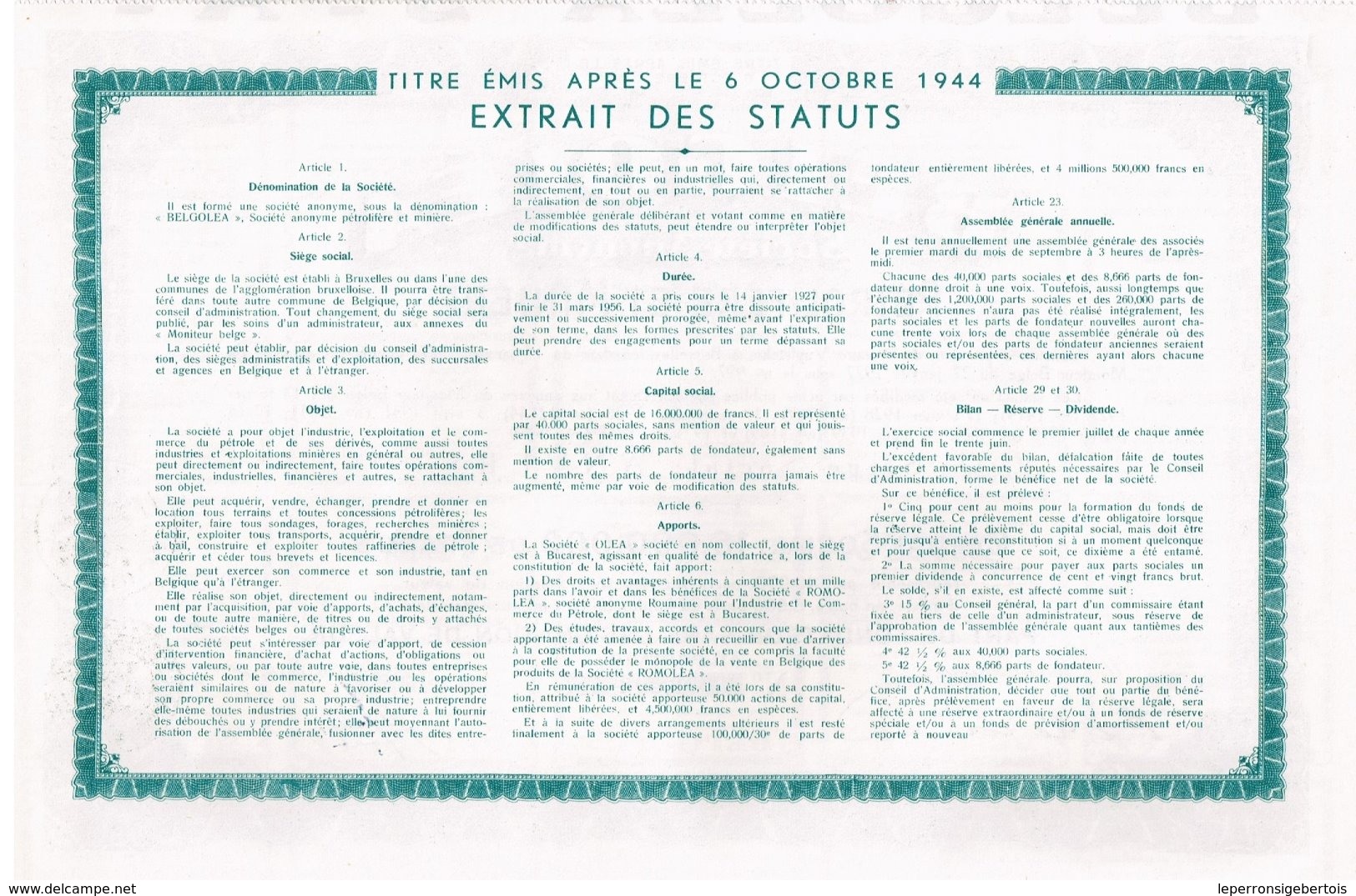 Titre Ancien- BELGOLEA- Société Anonyme Pétrolifère Et Minière - Titre De 1947 - - Pétrole