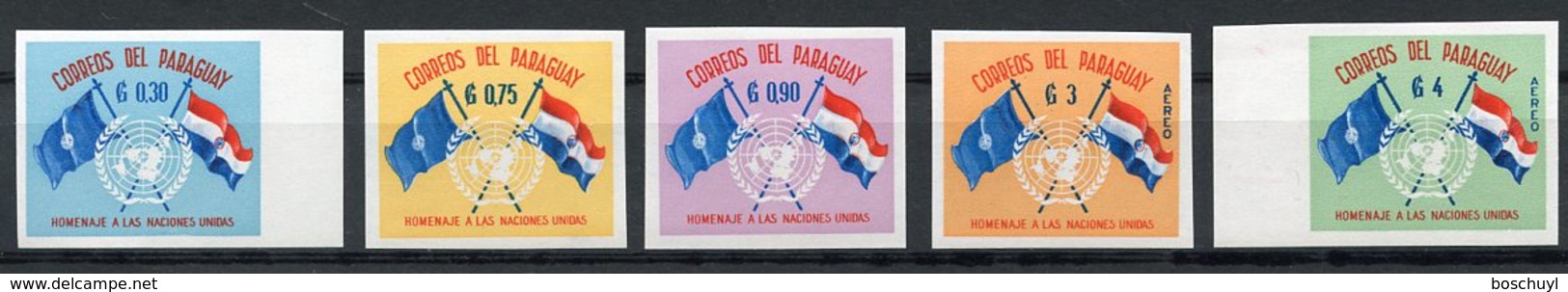 Paraguay, 1960, United Nations 15th Anniversary, Flags, MNH Imperforated, Michel 864-868 - Paraguay