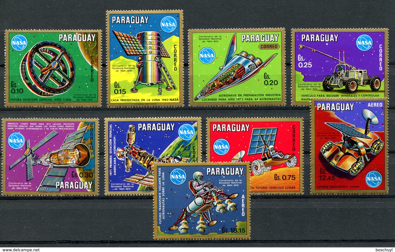 Paraguay, 1970, Space, NASA, MNH, Michel 2069-2077 - Paraguay