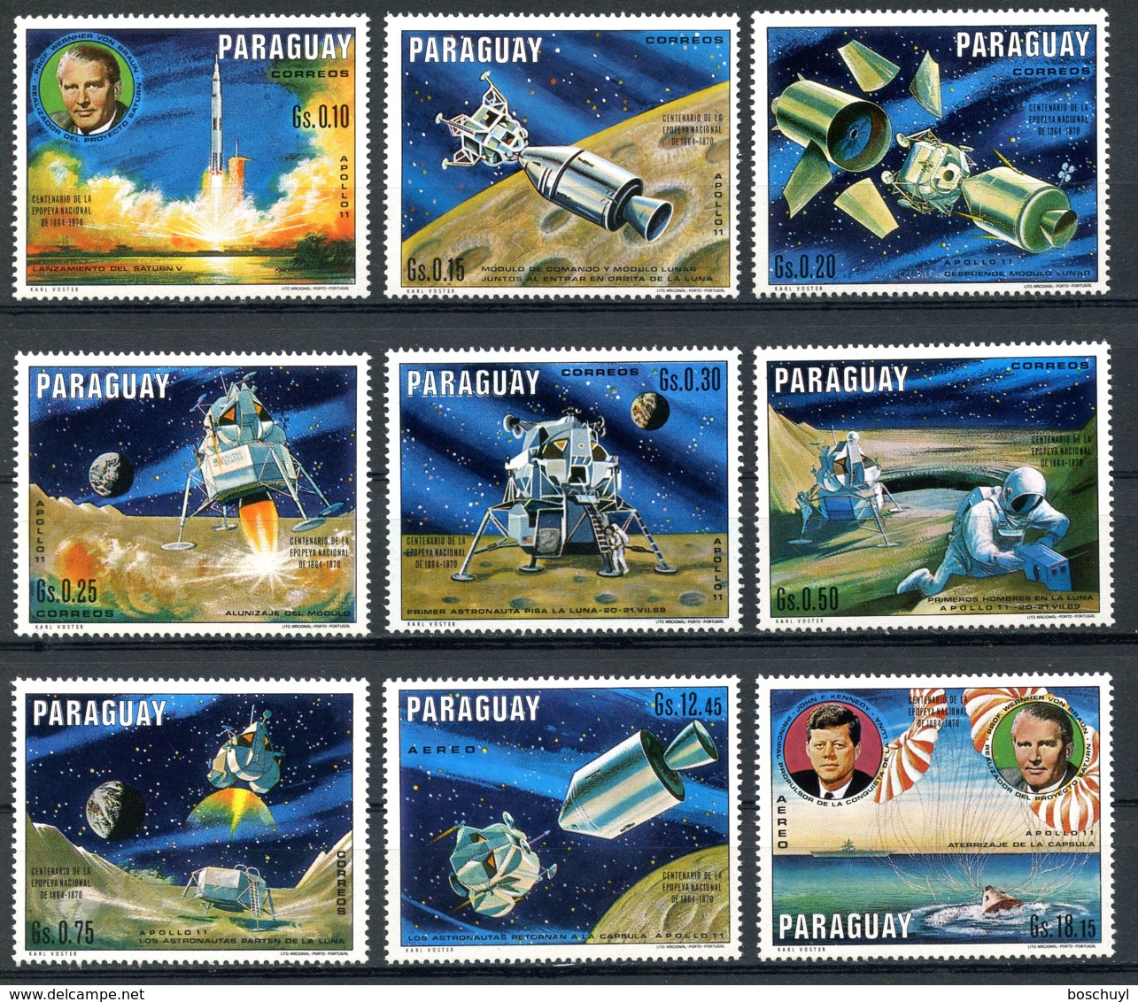 Paraguay, 1970, Space, Moon Landing, MNH, Michel 2005-2013 - Paraguay