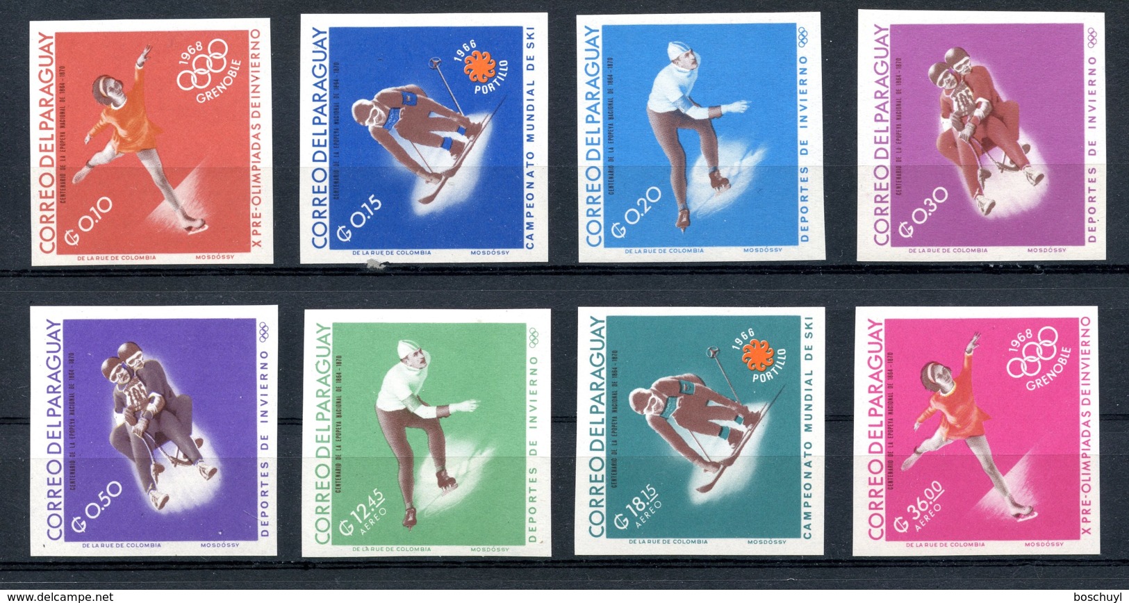 Paraguay, 1966, Olympic Winter Games Grenoble, MNH Imperforated, Michel 1642-1649 - Paraguay