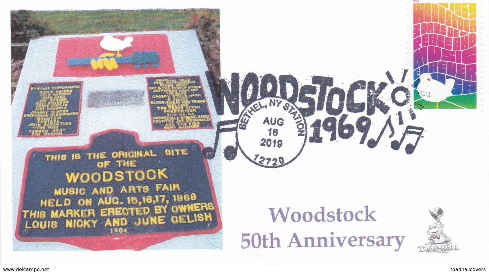 Woodstock 50th Anniversary FDC, Bethel, NY Pictorial Cancellation, From Toad Hall Covers! (#4 Of 4) - 2011-...