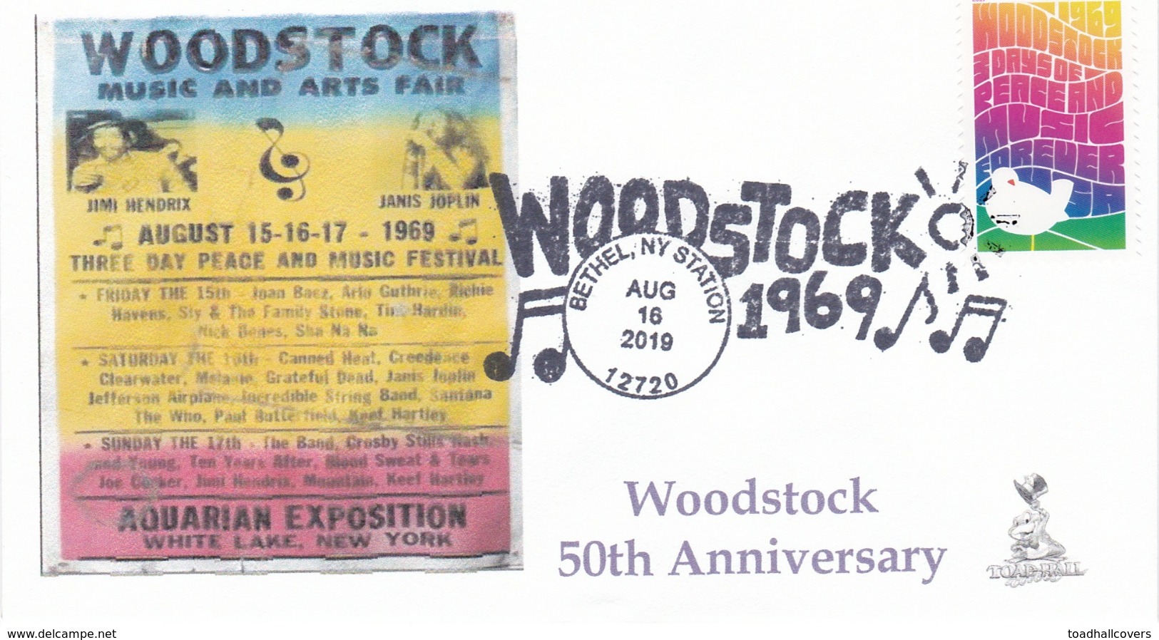 Woodstock 50th Anniversary FDC, Bethel, NY Pictorial Cancellation, From Toad Hall Covers! (#2 Of 4) - 2011-...