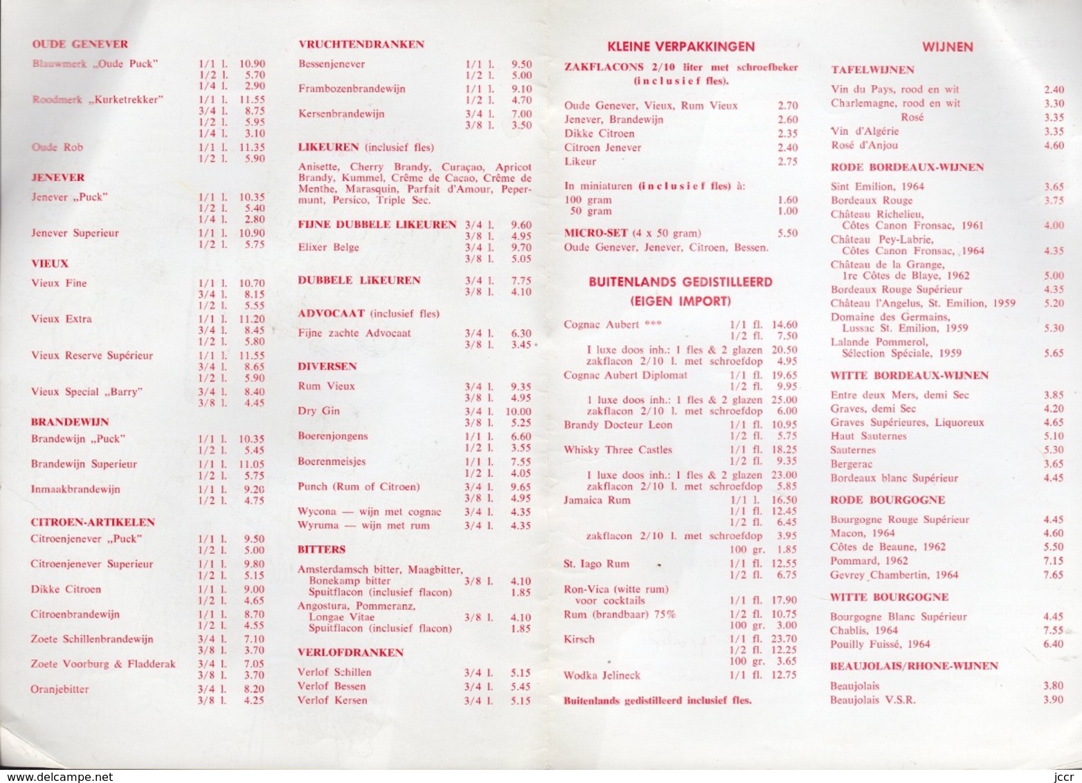 Beknopte Prijslijst - Fa. Alph. Tissen - Heerlen (Pays-Bas) Geleenstraat 7 - Vers 1960 - Cucina & Vini