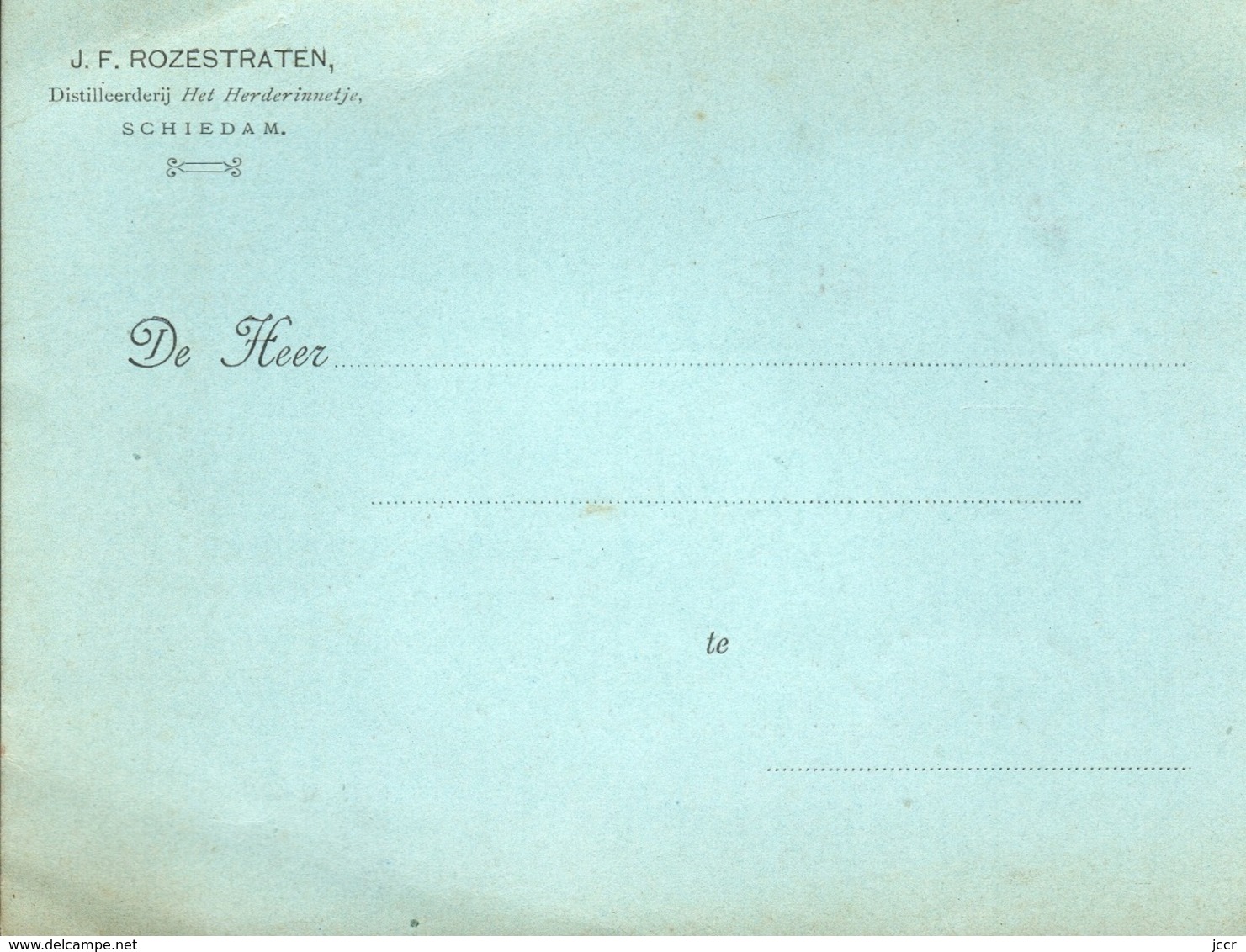 J. F. Rozestraten Distilleerderij Het Herderinnetje, Schiedam (Pays-Bas) - Carte Postale Ancienne Publicitaire - Schiedam
