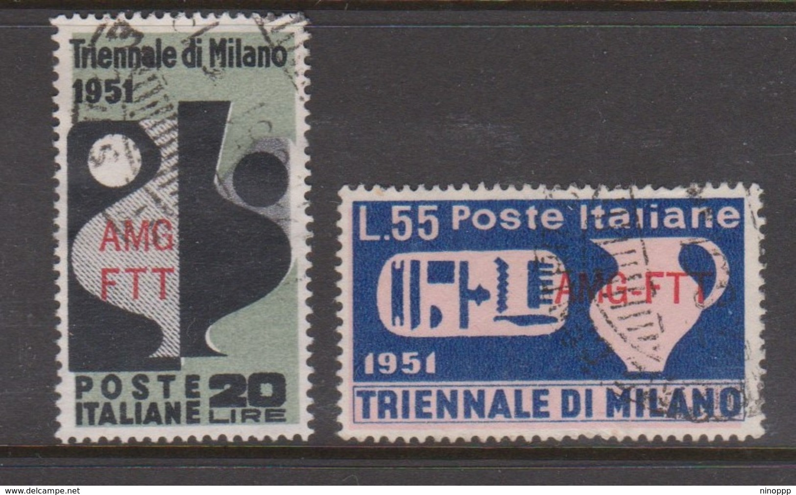 Trieste Allied Military Government S 124-125 9th Triennial Art Expo Milan,used - Afgestempeld