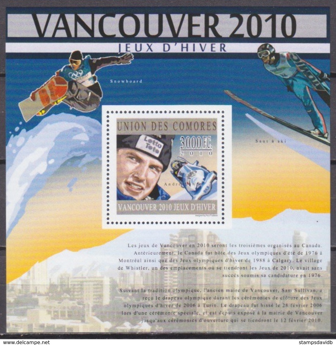 2010	Comoro Islands	2906/B606	2010  Olympic Games In Vancouver	15,00 € - Winter 2010: Vancouver