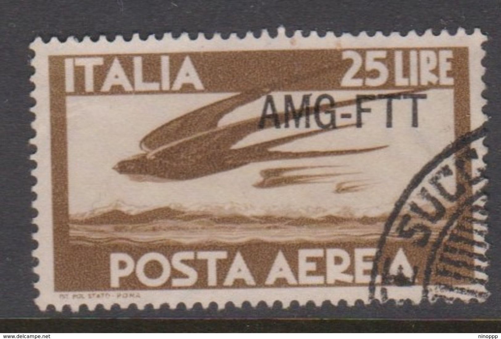 Trieste Allied Military Government PA 21  1949-52 Serie Democratica,25 Lire Brown,used - Used