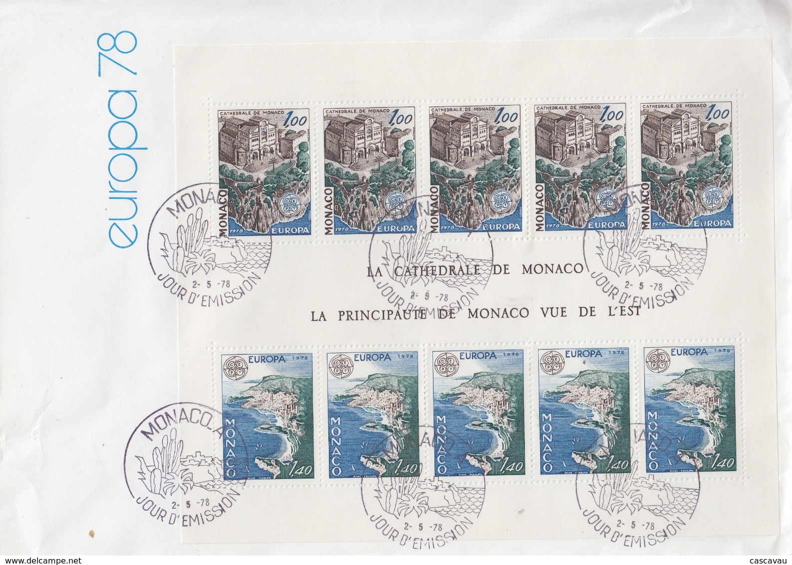 Enveloppe  FDC  Grand  Format  1er  Jour   MONACO   Bloc   Feuillet   EUROPA   1978 - 1978