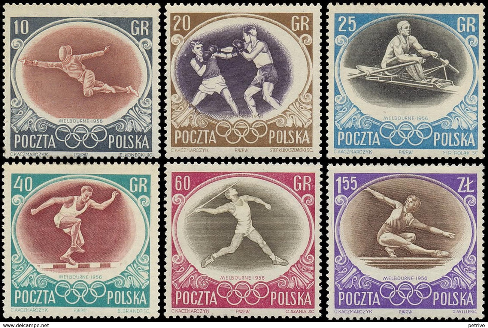 ** Poland - 1956 - Olympic Games 1956 - Mi. 984-9 - Sommer 1956: Melbourne