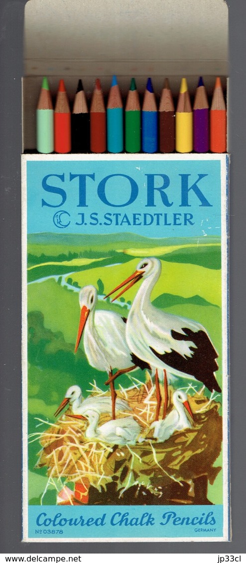 Cigogne Boîte De 12 Crayons De Couleur Coloured Chalk Pencils Stork JS Staedtler - Andere & Zonder Classificatie