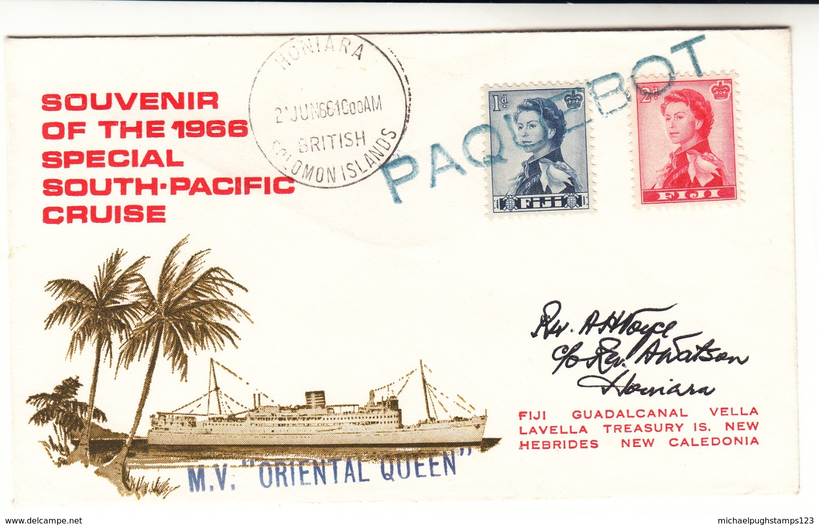 Fiji / M.V.Oriental Queen / British Solomon Islands / Honiara Paquebot - Fidji (1970-...)