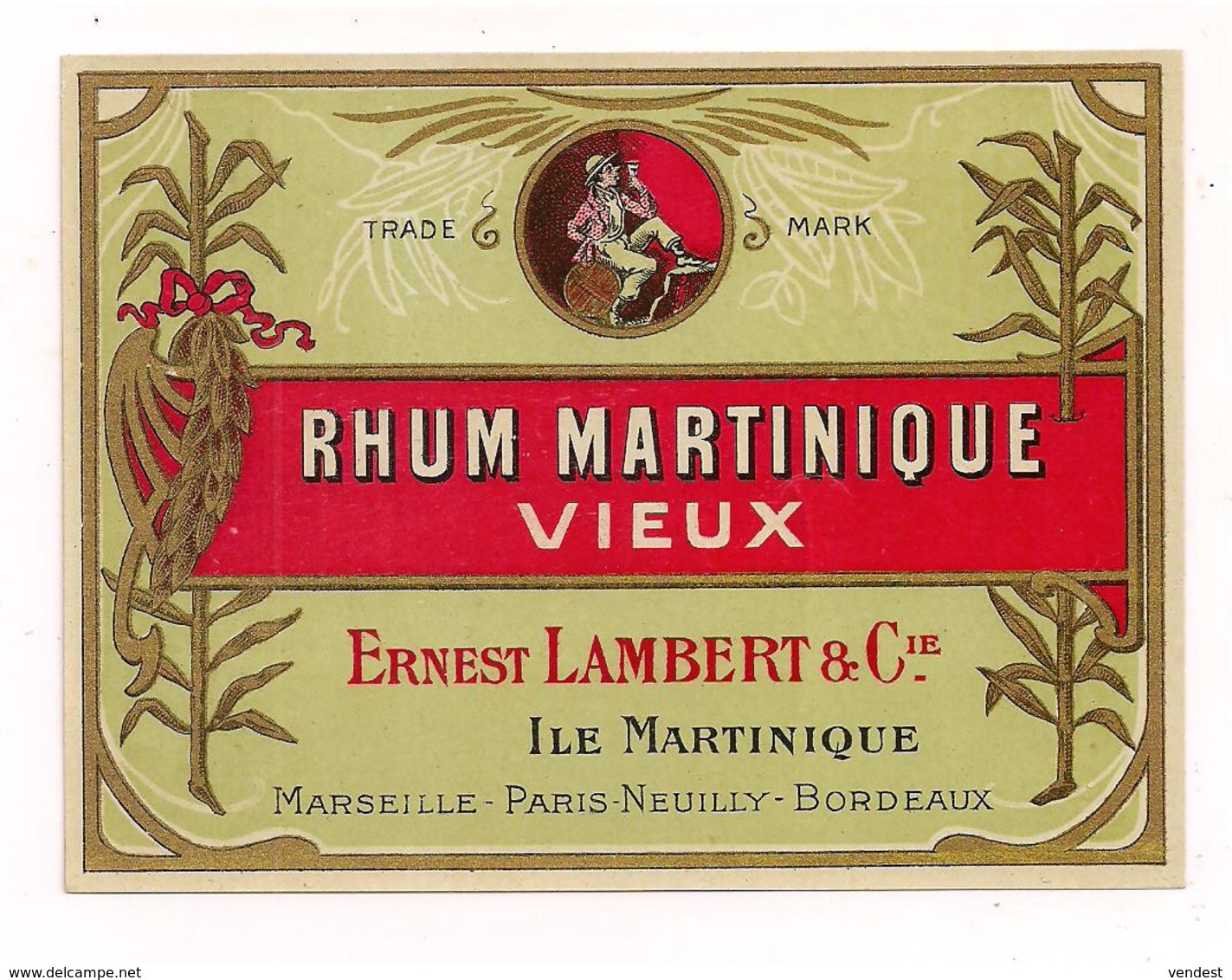 Etiquette Rhum  Martinique Vieux - Ernest Lambert ( Propriétaire De Saint-James ) - - Rhum