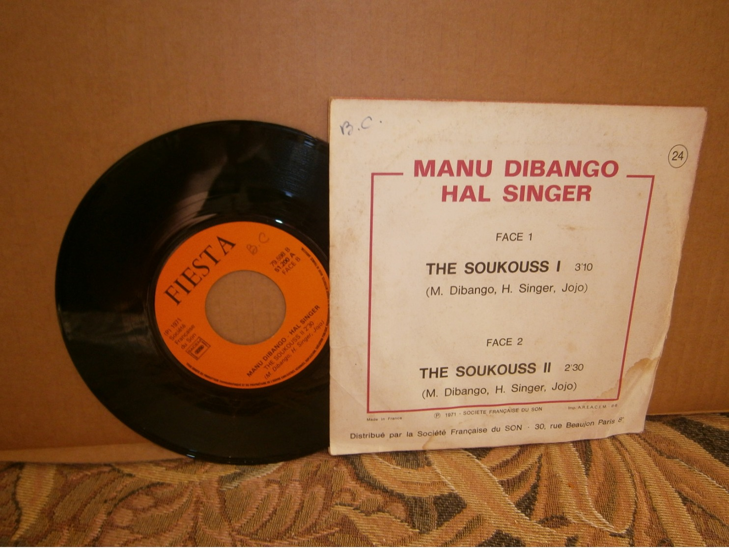 SP 7" 45t /  Manu Dibango & Hal Singer The Soukouss Fiesta 1971 - World Music