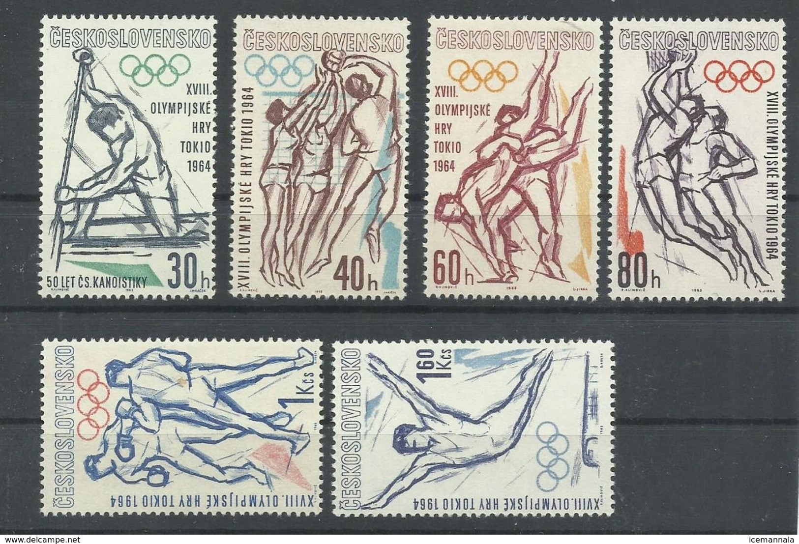 CHECOSLOVAQUIA  YVERT  1300/5   MNH  ** - Verano 1964: Tokio