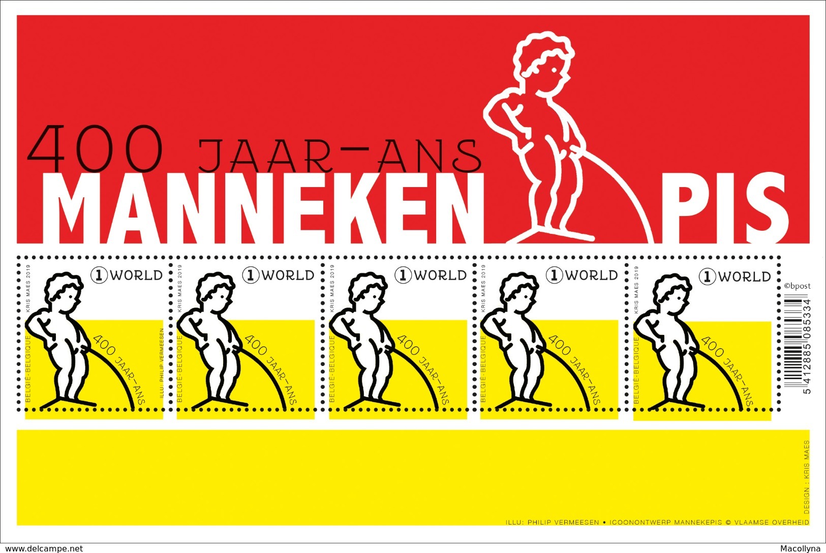 400 Jaar (Ans) Manneken Pis **  Ontwerp  Van Kris Maes / Belgie 2019 - Ungebraucht