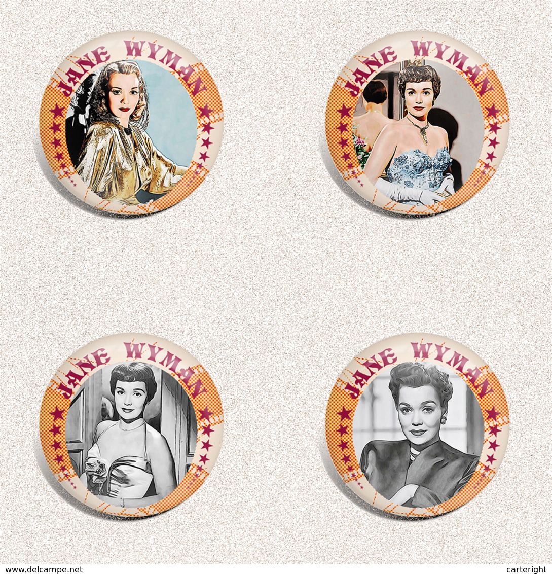 Jane Wyman Movie Film Fan ART BADGE BUTTON PIN SET 3 (1inch/25mm Diameter) 70 X - Films