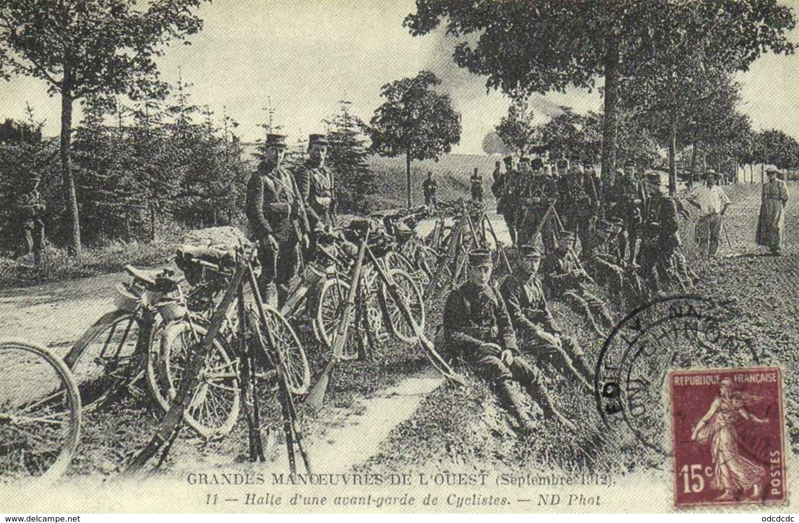 GRANDES MANOEUVRES DE L'OUEST  Sept 1912 Halte D'une Avant Garde Cyclistes RV - Manöver