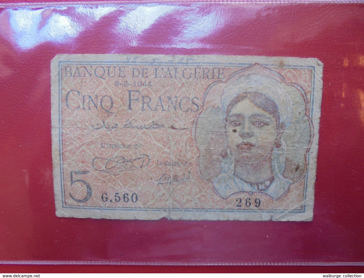 ALGERIE 5 FRANCS 1944 CIRCULER (B.7) - Argelia