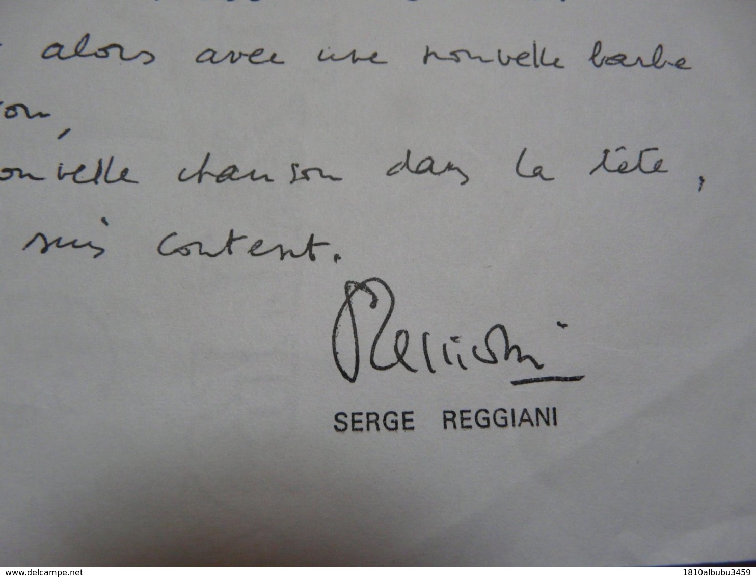 VIEUX PAPIERS - PAROLES D'UNE CHANSON POUR MOUSTAKI DE SERGE REGGIANI - Autres & Non Classés