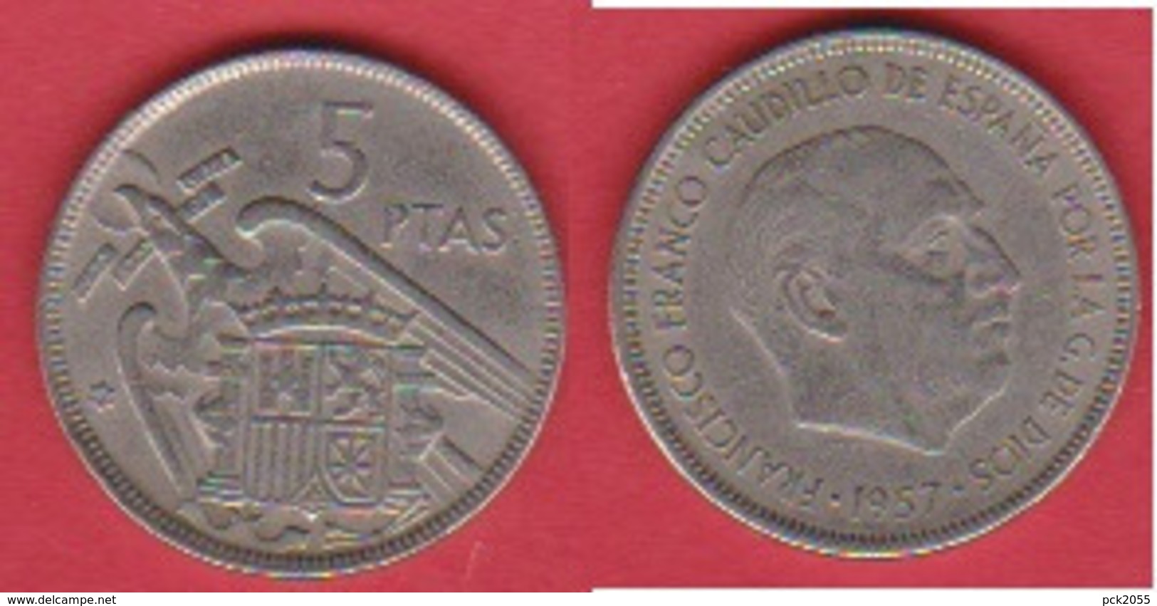 Spanien 5 Pesetas K-N 1957 Schön Nr.34,KM Nr.786 - 5 Pesetas