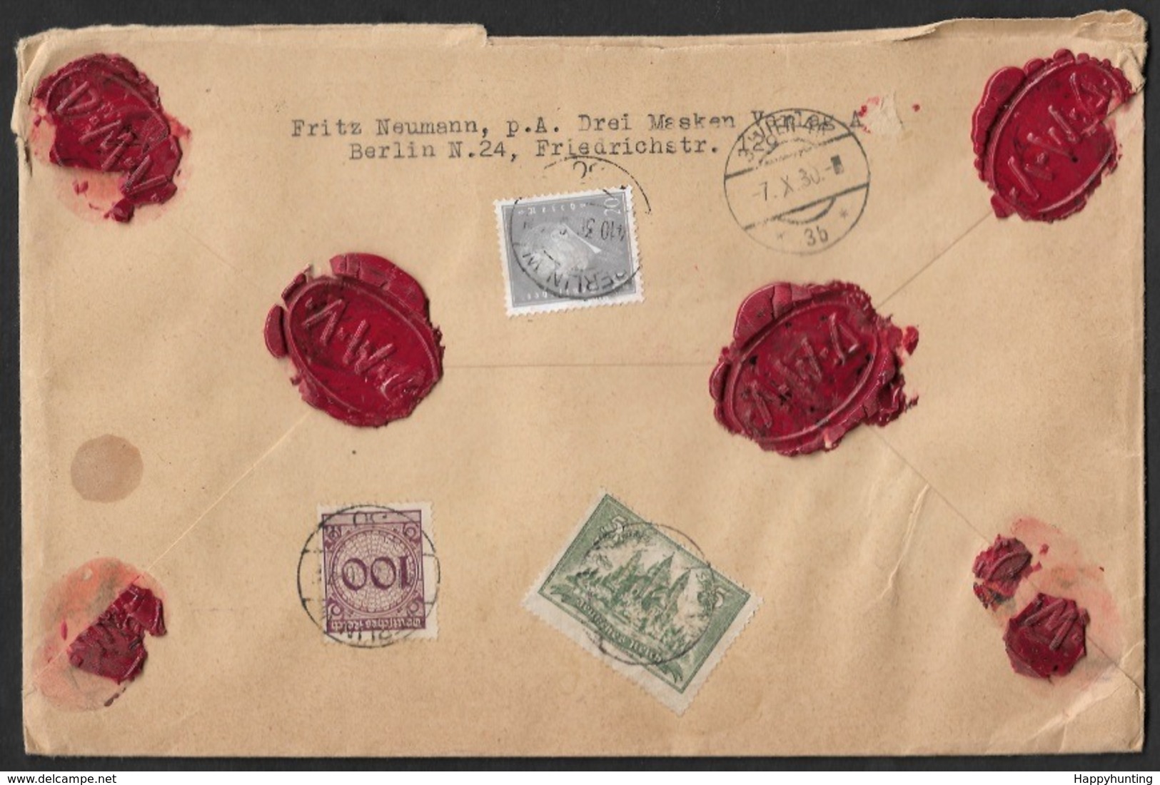 1930 Dt.Reich MiF WERTBRIEF Berlin N. Wien - 18000 Rm Mi. 343,367 X 3, 418,420 X 4,436 - Briefe U. Dokumente