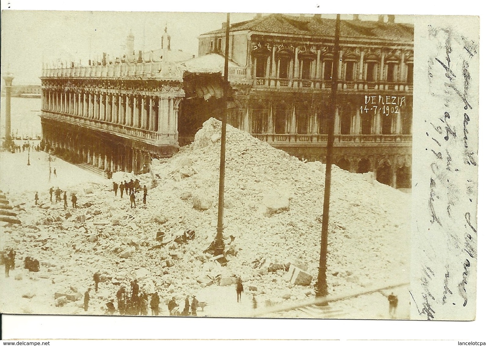 VENEZIA / CARTE PHOTO EFFONDREMENT DU CAMPANILE Le 14.07.1902 - Venezia (Venice)