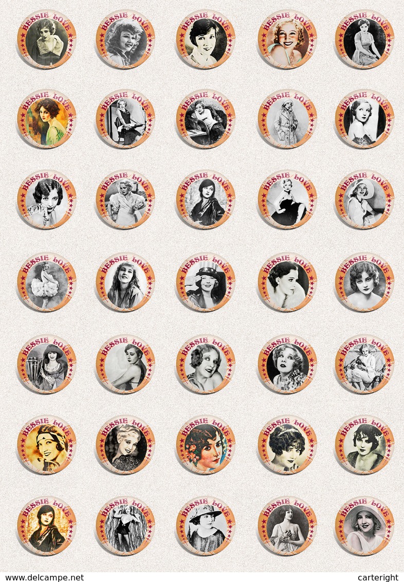 Bessie Love Movie Film Fan ART BADGE BUTTON PIN SET 3 (1inch/25mm Diameter) 35 X - Cinema