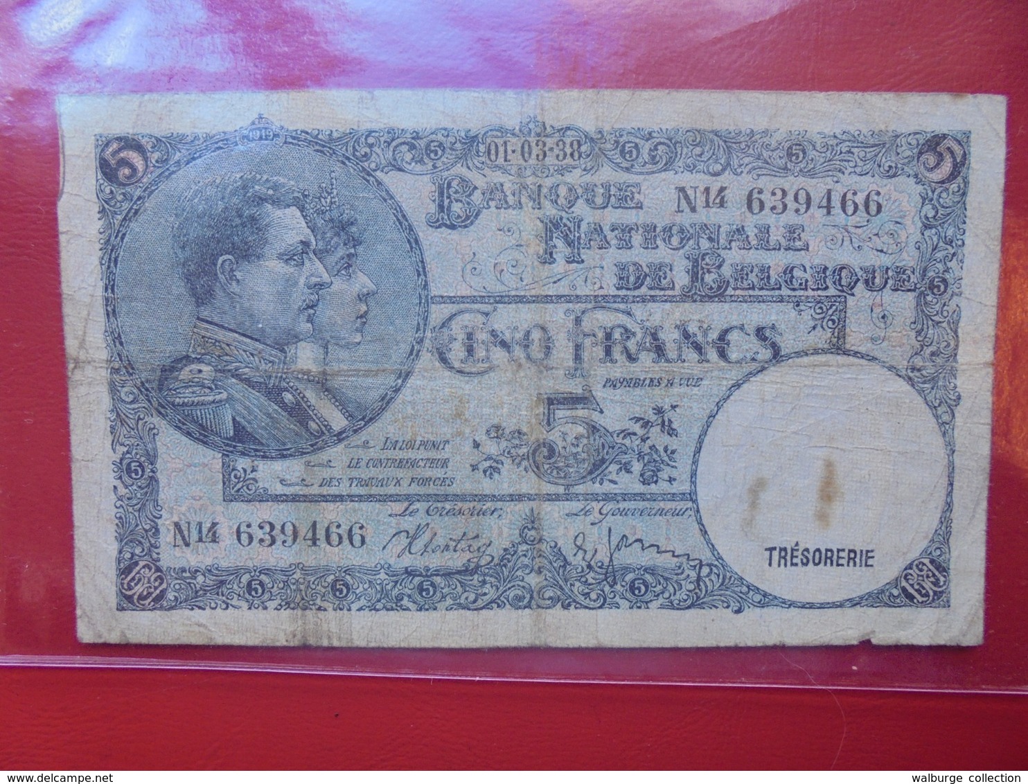 BELGIQUE 5 FRANCS 1938 CIRCULER (B.7) - 5 Francs