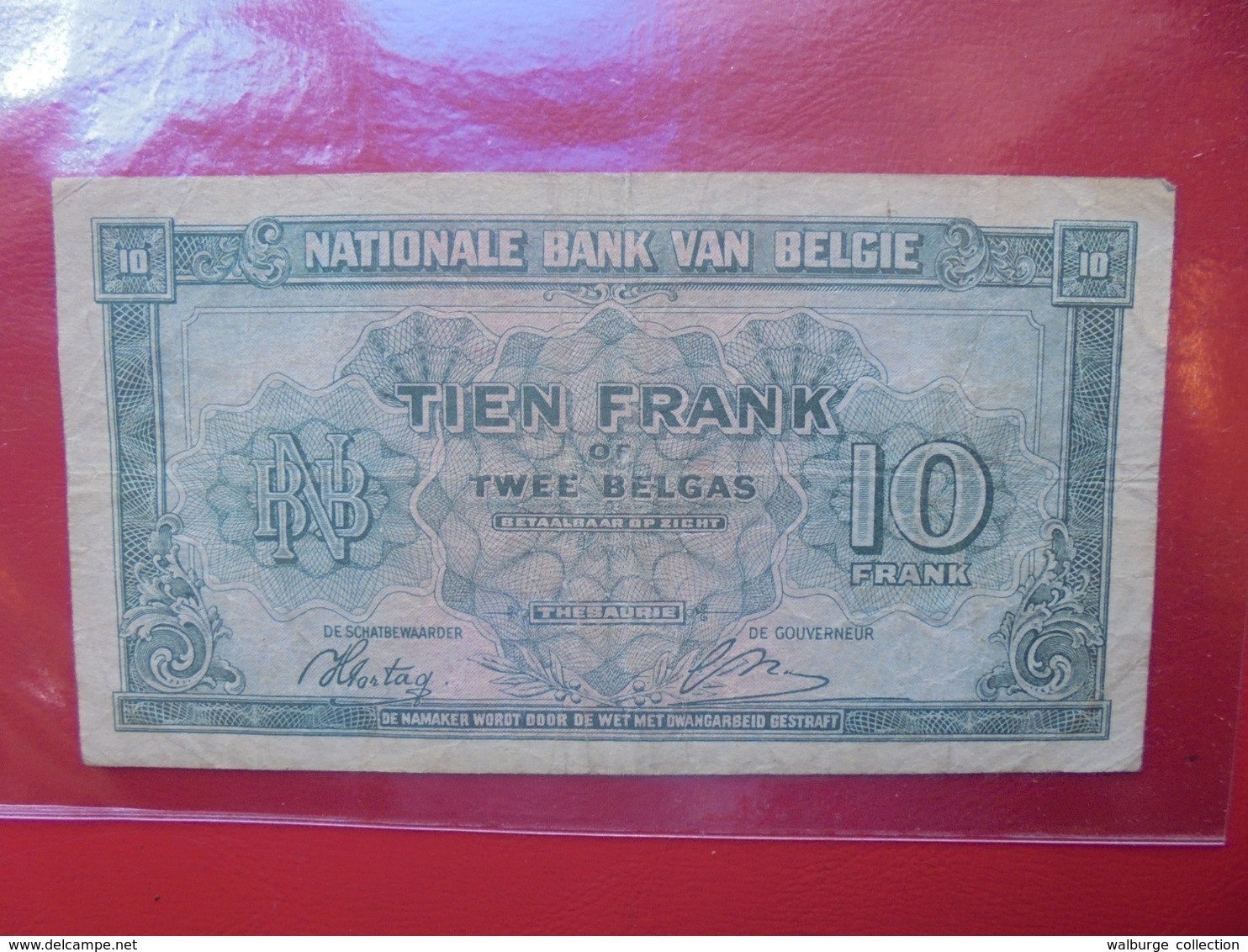 BELGIQUE 10 FRANCS 1943 CIRCULER (B.7) - 10 Francs-2 Belgas