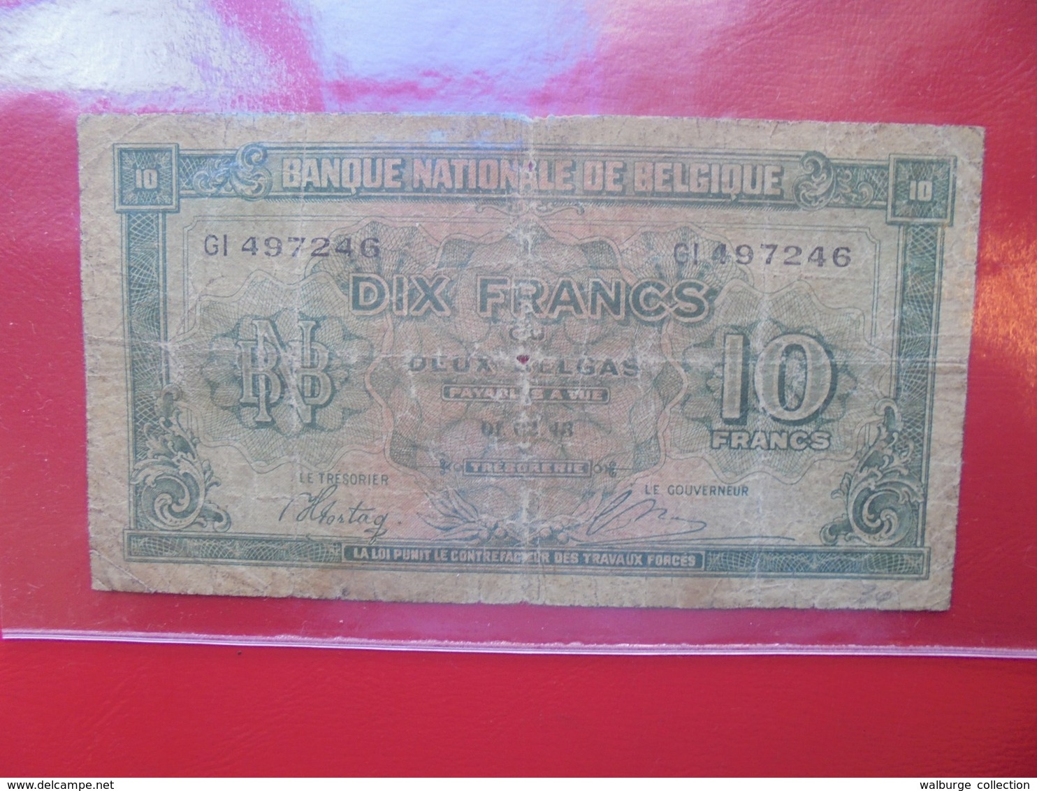 BELGIQUE 10 FRANCS 1943 CIRCULER (B.7) - 10 Francs-2 Belgas