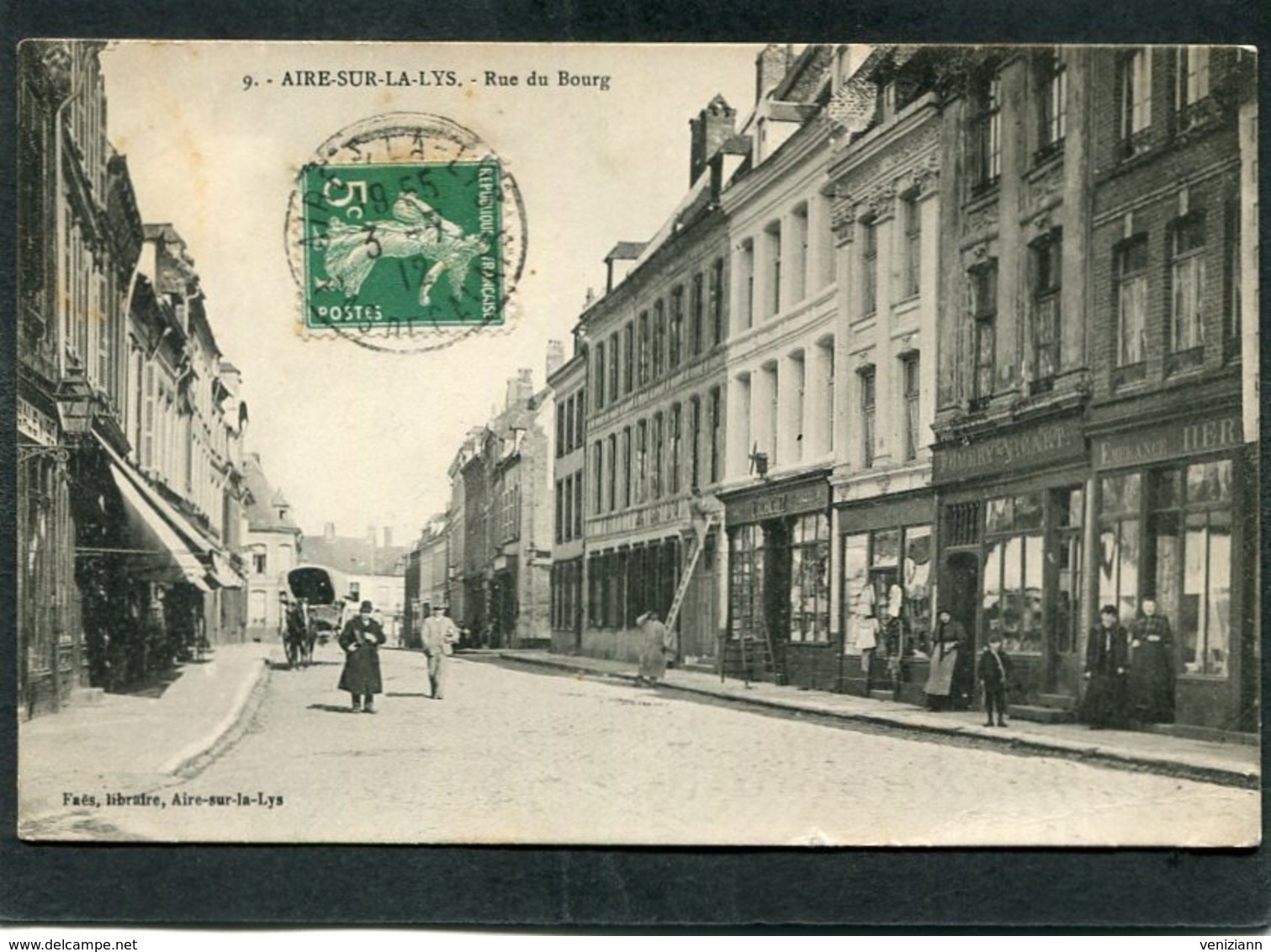 CPA - AIRE SUR LA LYS - Rue Du Bourg, Animé - Aire Sur La Lys