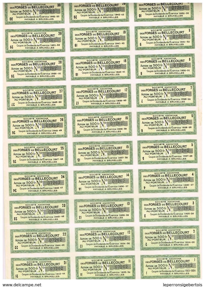 Titre Ancien - Société Anonyme Des Forges De Bellecourt - Titre De 1924 - N°04666 - Industrie