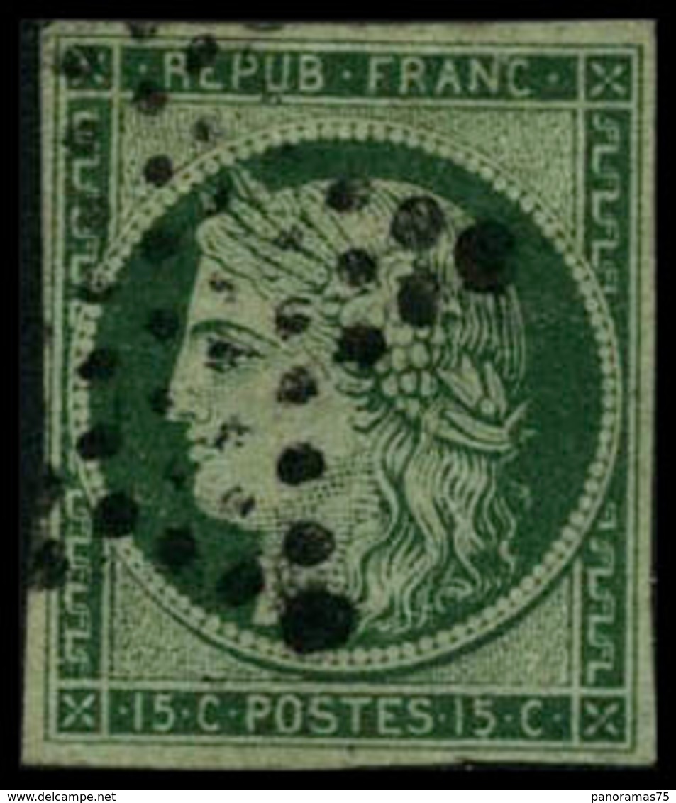 Oblit. N°2 15c Vert - B. - 1849-1850 Ceres