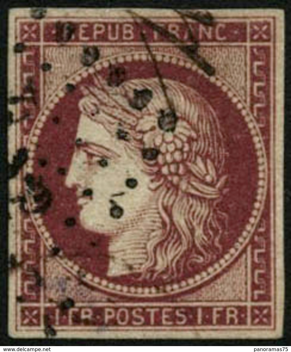 Oblit. N°6 1F  Carmin Foncé, Signé Brun - TB. - 1849-1850 Cérès