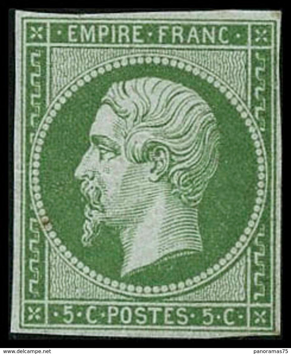 * N°12a 5c Vert Jaune, Petites Marges - B. - 1853-1860 Napoléon III