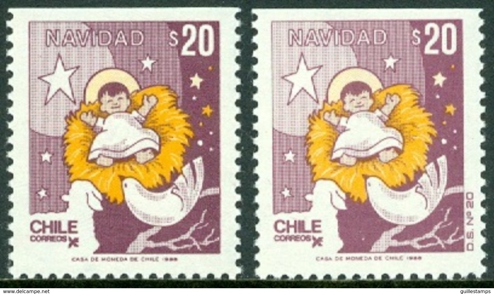 CHILE 1988 CHRISTMAS BOOKLET SINGLES** (MNH) - Chili